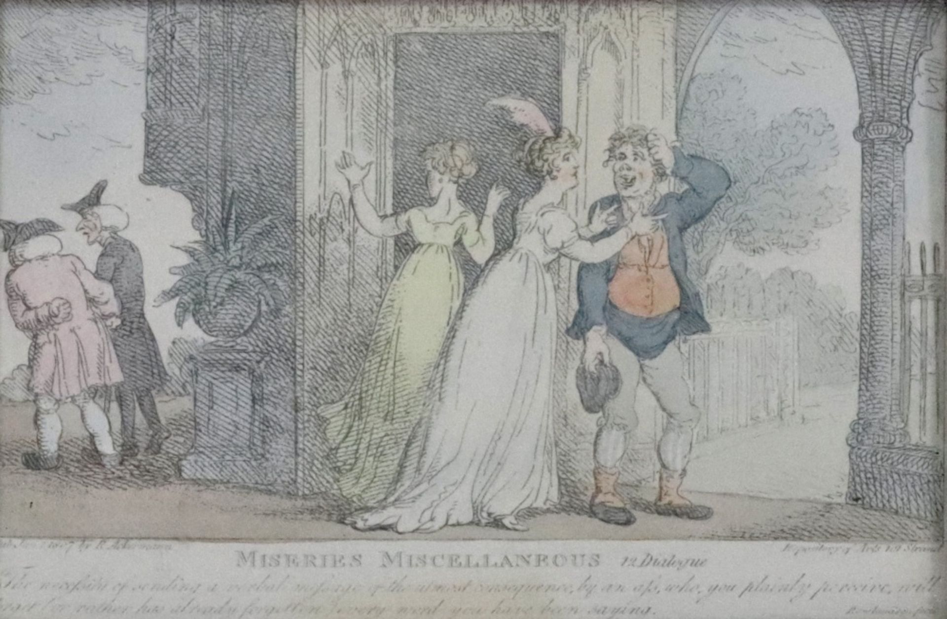 After Thomas Rowlandson, Miseries Miscellaneous, colour engraving, published 1807 by R.