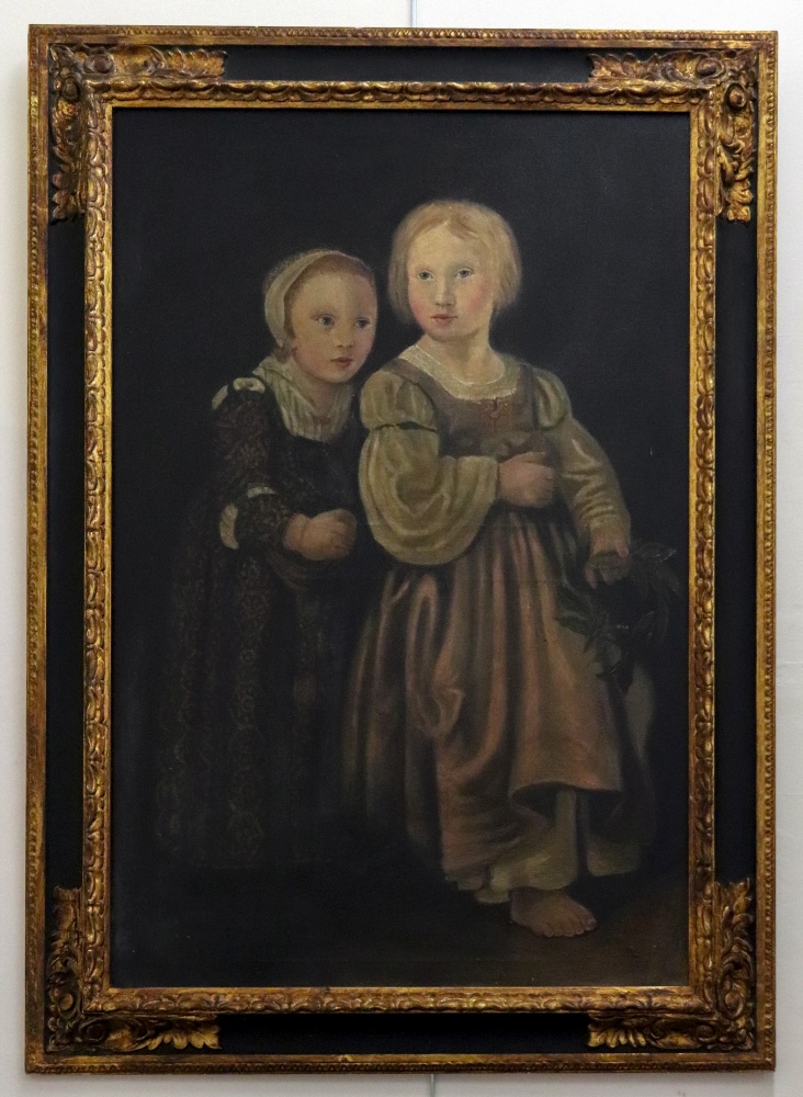 European School, 20th Century, A portrait of two children, oil on canvas, 104 x 69cm. - Image 2 of 6