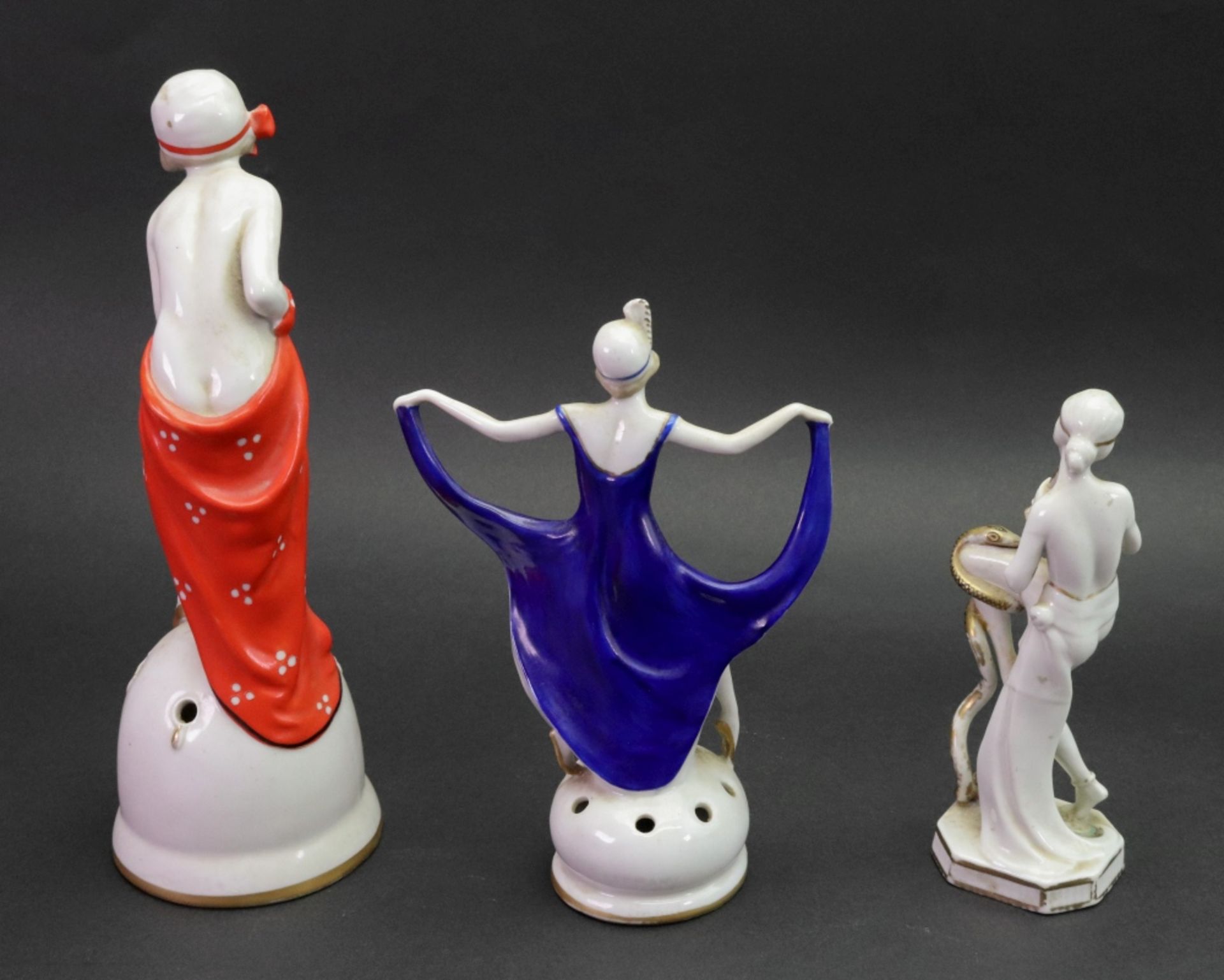 A German porcelain figure, circa 1920's, modelled as a young lady snake charmer, - Image 2 of 5