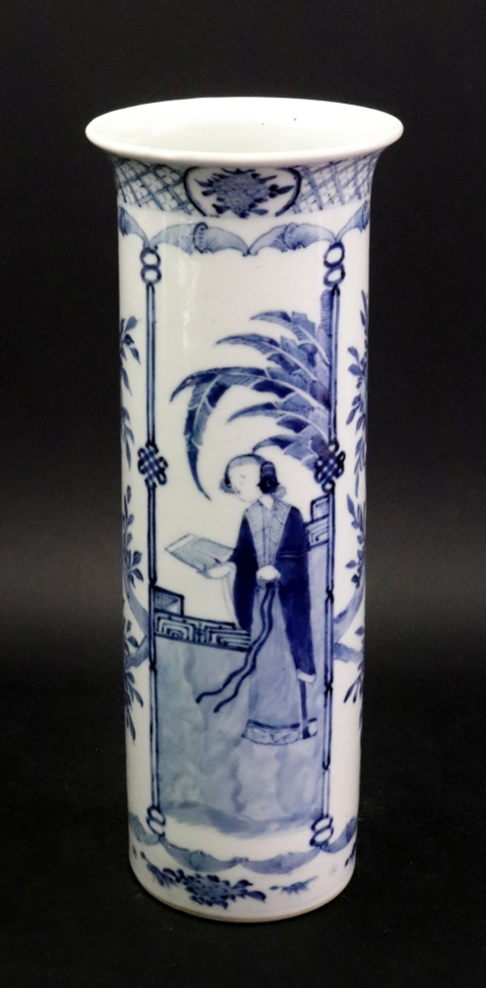 A Chinese blue and white sleeve vase, late 19th century,