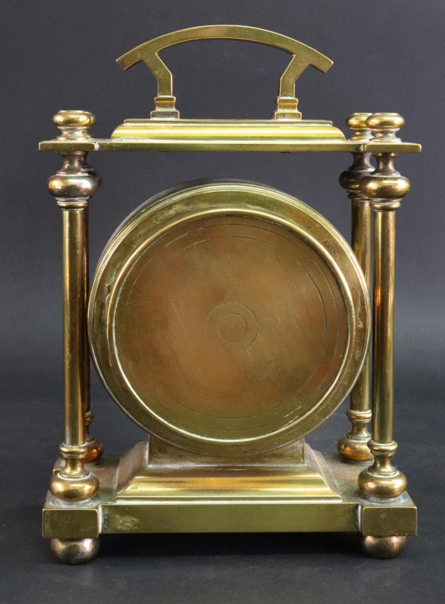 A late Victorian brass cased mantel timepiece, - Image 2 of 3