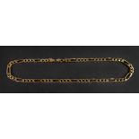 A 14ct gold flattened curb and elongated-link necklace, on a lobster clasp, detailed 'Italy 14k',