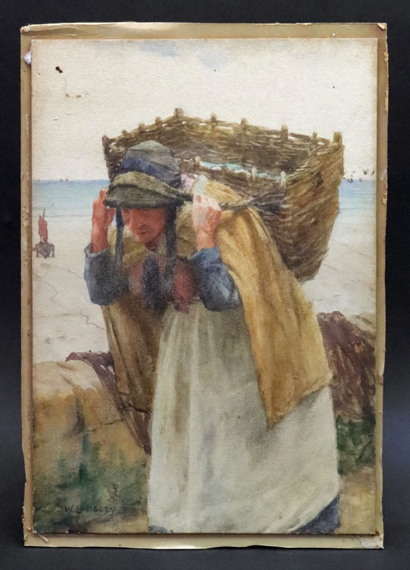 Walter Langley (British, 1852-1922), A woman carrying a basket, signed 'W Langley' (lower left), - Image 2 of 6