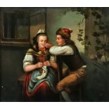 Northern European School, 19th Century, Youth and Old Age, a pair, oil on board, each 21 x 24cm.