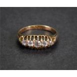 An 18ct gold and diamond-set five-stone ring, London 1906, ring size J, 2.