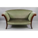 A Regency style mahogany frame settee, early 20th century, the arched back,