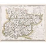John Cary; Suffolk, a hand coloured engraved map, published 1787 by J Carey, 22 x 27cm,