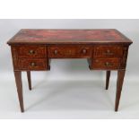 A 'Sheraton Revival' mahogany floral marquetry satinwood crossbanded boxwood and ebony strung desk,