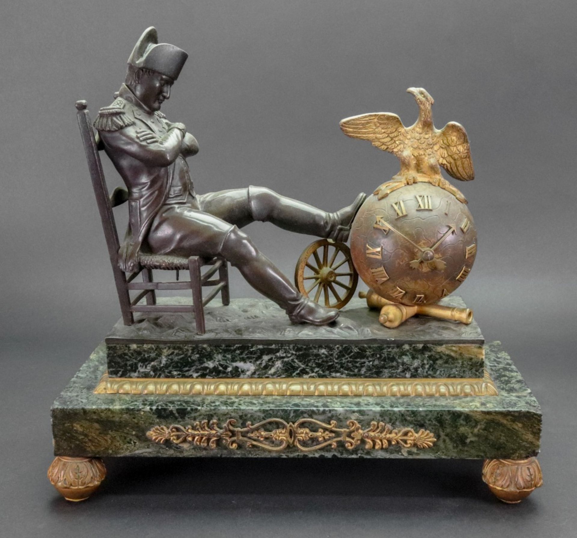 Of Napoleonic Interest; a French bronze and gilt metal timepiece, second half 19th century,