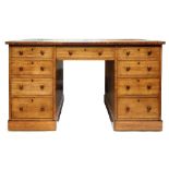 A Victorian mahogany kneehole desk, stamped 'C Hindley & Sons late Miles & Edwards, 34 Oxford St,