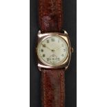 A 9ct rose gold cased wristwatch, the wh