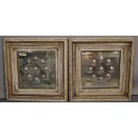 A pair of early 20th century square framed wall mirrors,