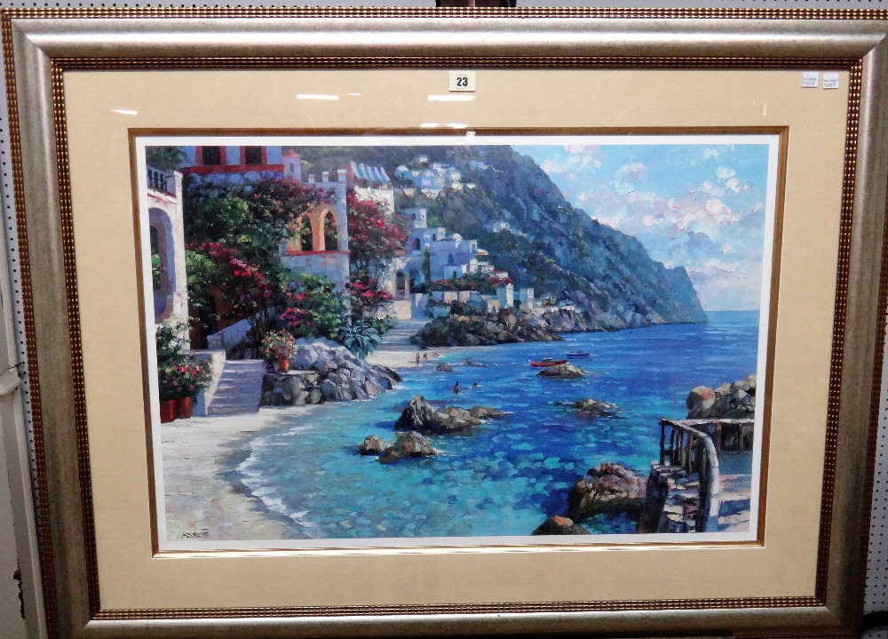 After Howard Behrens, Capri del mar, colour reproduction, 51cm x 76cm.