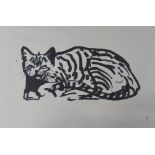 G *, 20th Century, Study of a cat, ink, signed with monogram, 39 x 58cm,