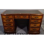 A Victorian rosewood inlaid double bowfront writing desk,