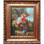 F** Blasco (20th century), Flowerpiece, oil on canvas, signed, 49cm x 38cm.