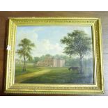 English School (19th century), View of a country house, oil on canvas, 24.5cm x 33cm.