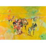 Sara Losted? (20th century), Horses and riders, oil on canvas, indistinctly signed,