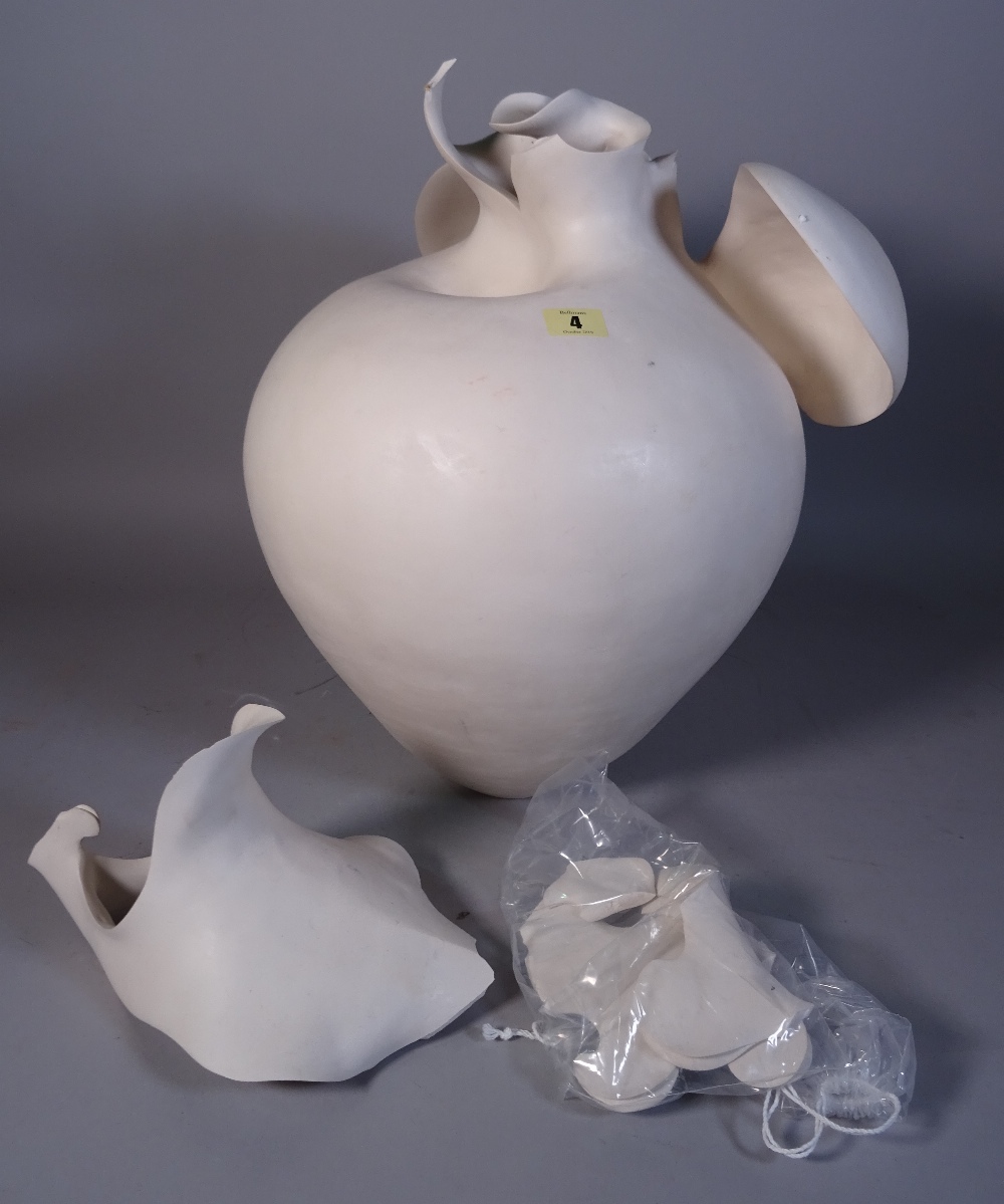 Astrid Dahl (1944-); a large white clay botanical sculpture, 20th century of organic form,