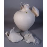 Astrid Dahl (1944-); a large white clay botanical sculpture, 20th century of organic form,