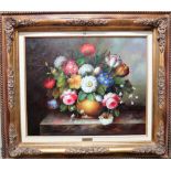 ** Frances (20th century), Flowerpiece, oil on canvas, signed, 49cm x 60cm.