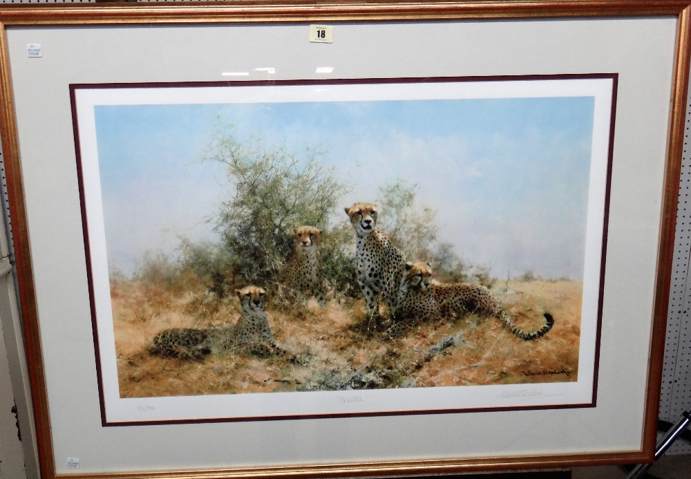 David Shepherd (1931-2017), Cheetah, colour print, signed in pencil and numbered 23/350,