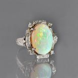 An opal and diamond ring,
