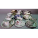 Ceramics; a group of cups and saucers and decorative plates, including Herend, Royal Crown Derby,