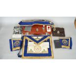 A group of Masonic regalia, comprising; a gold Masonic jewel, detailed Dorothy Vernon Lodge No 2129,