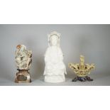 Asian interest, comprising; two 20th century Chinese soapstone figures,