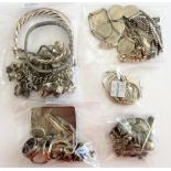 Mostly silver jewellery, comprising; a charm bracelet, another bracelet, three bangles,