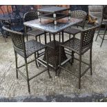 Smania Outdoor; a rattan and metal garden table, 80cm wide x 101cm high,
