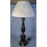 A 20th century gilt metal table lamp of baluster form, on a hexagonal foot,