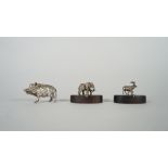 A Patrick Mavros place name card holder, modelled as a standing elephant,