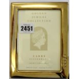A 9ct gold mounted, rectangular plain photograph frame, detailed within Golden Jubilee Collection,