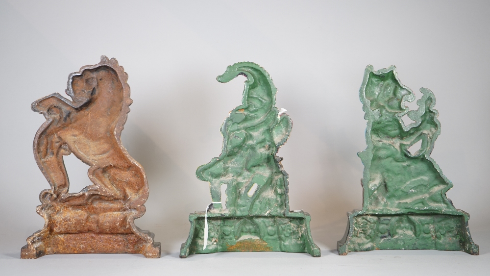 A group of three 20th century painted cast iron door stops, Punch & Judy and a lion, each 35cm high, - Image 2 of 2