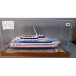 A 20th century scratch built model of an Asian Passenger Ferry, in a perspex case,