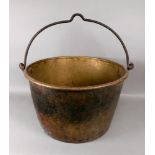 A large Victorian brass preserve pan wit