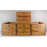 Four wooden wine crates, stamped Finest