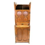 A Gothic style waxed pine cabinet, proba
