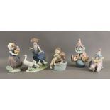 A collection of five Lladro figurines, i