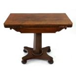 A William IV mahogany card table, the hi