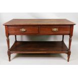 An Edwardian oak two-tier buffet, stampe