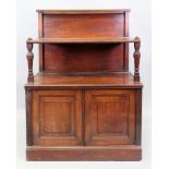 An Edwardian walnut two tier buffet, wit