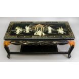 A Japanese black lacquered rectangular t