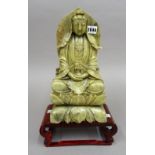 A large Chinese soapstone figure of Guanyin, late 19th/20th century,
