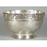 A Chinese export silver bowl, mark of Zeewo, 20th century, of circular form on waisted foot,