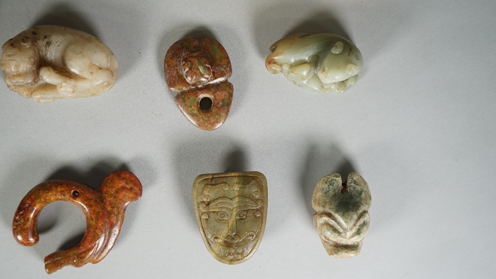 A group of Chinese archaistic jade carvings, of various colour and size, - Image 3 of 5