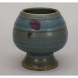 A Chinese junyao waterpot, bulbous form on spreading base,