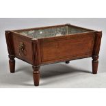 A Regency rectangular inlaid mahogany wine cooler on out stepped reeded supports,